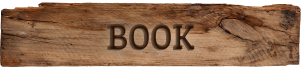 Wooden plank written Book